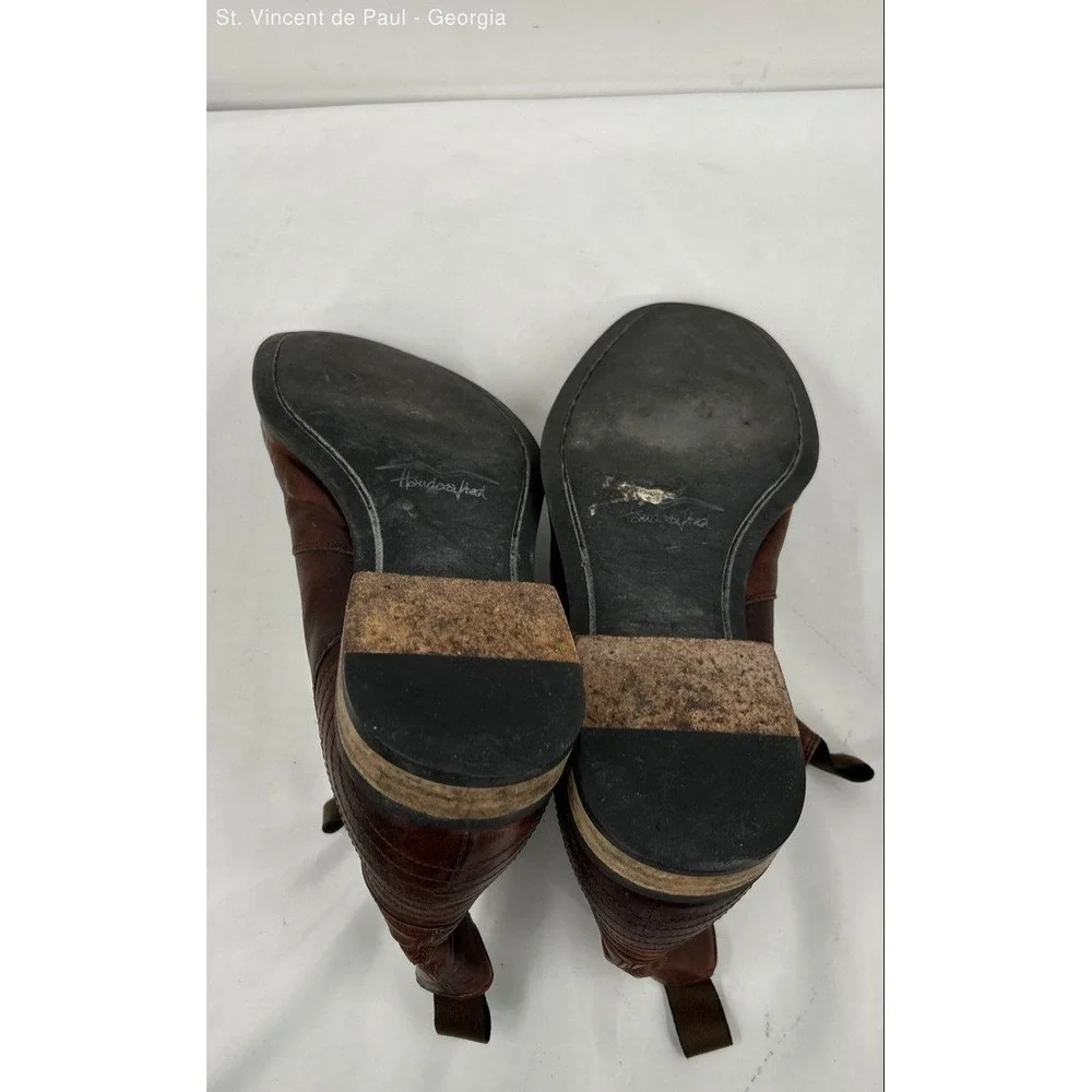 Hugo Boss Brown Leather‎ Handcrafted Italian Made Chelsea Slip-On Boot Men 8